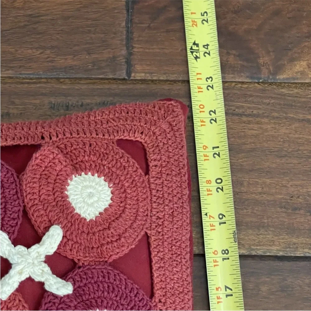 Crate & Barrel crocheted throw pillow 23”